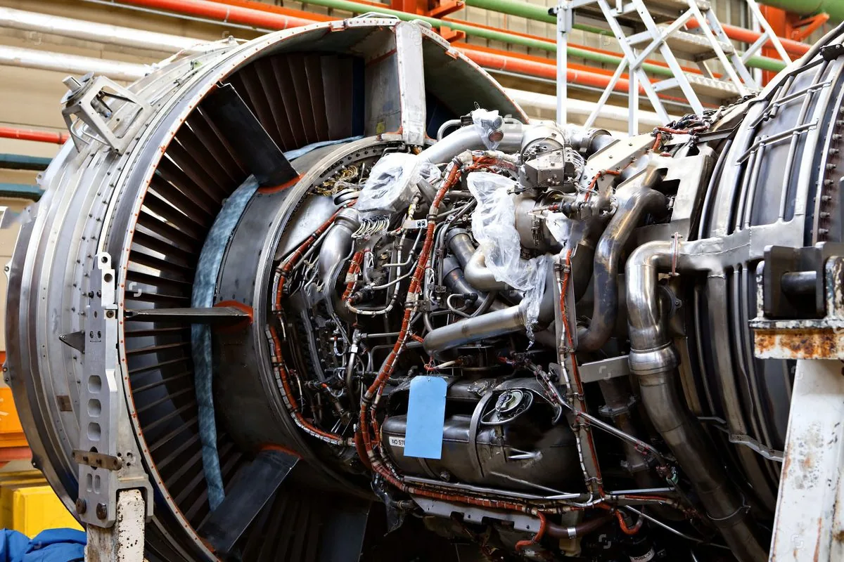 Aircraft engine dismantled for maintenance and overhaul